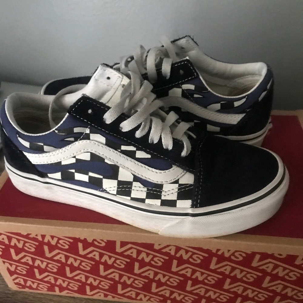 Blue checkered vans